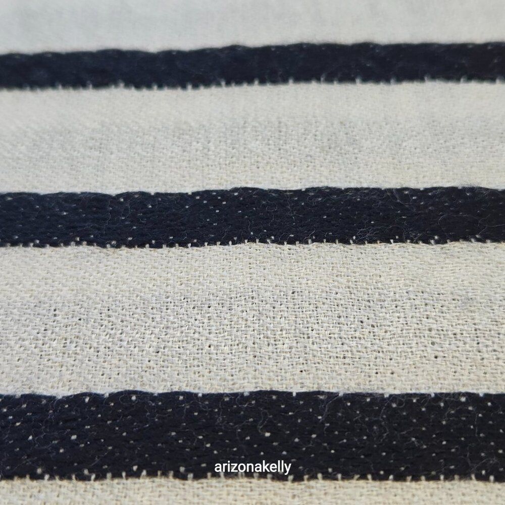 Ivory Cashmere Scarf With Black Stripes - Picture 13 of 16
